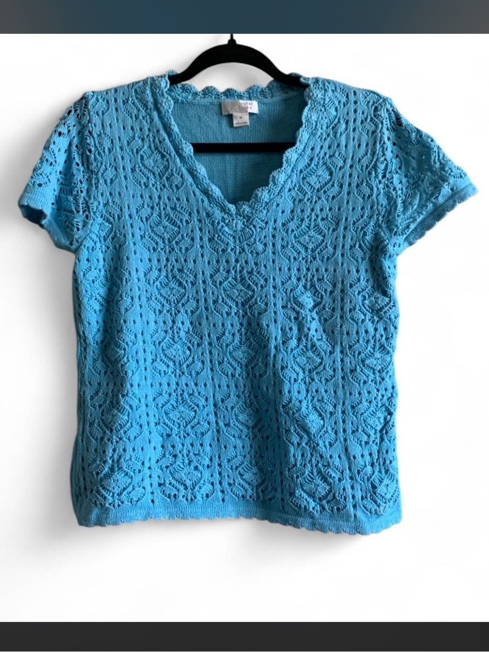Christopher & Banks Blue Lace Knit Top Size Medium